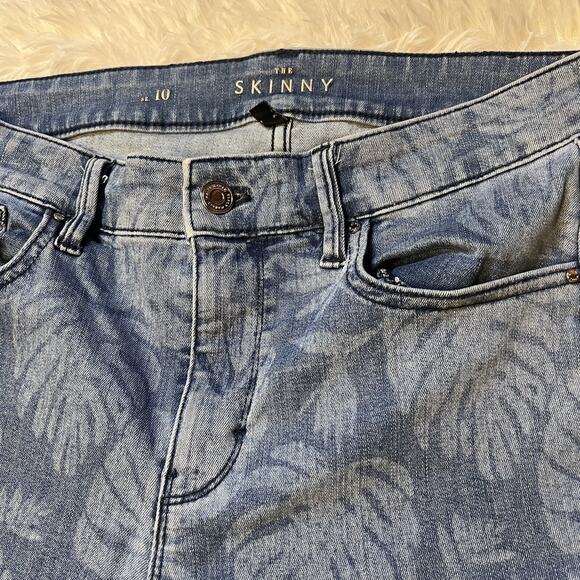 WHBM WHITE HOUSE BLACK MARKET SKINNY JEANS WOMEN'S SIZE 10 SHORT PALM LEAVES - Picture 2 of 4